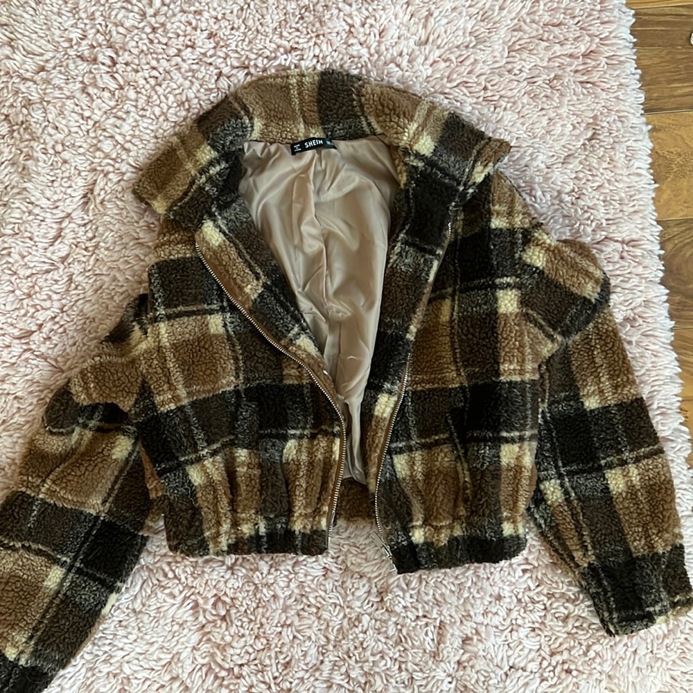 Shein Plaid Cropped jacket size X small